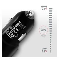 AXAGON PWC-5V5, SMART nabíječka do auta, 2x port 5V-2.4A + 2.4A, 24W