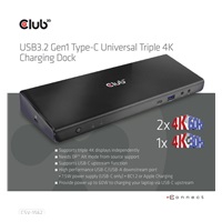 Club3D Dokovací stanice USB 3.2 typ C Universal Triple 4K (5xUSB/USB-C/3xHDMI/2xDP/Ethernet/Audio) s napájecím adaptérem