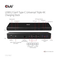Club3D Dokovací stanice USB 3.2 typ C Universal Triple 4K (5xUSB/USB-C/3xHDMI/2xDP/Ethernet/Audio) s napájecím adaptérem
