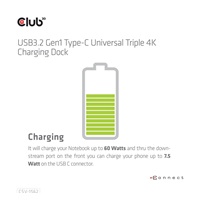 Club3D Dokovací stanice USB 3.2 typ C Universal Triple 4K (5xUSB/USB-C/3xHDMI/2xDP/Ethernet/Audio) s napájecím adaptérem