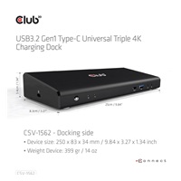 Club3D Dokovací stanice USB 3.2 typ C Universal Triple 4K (5xUSB/USB-C/3xHDMI/2xDP/Ethernet/Audio) s napájecím adaptérem