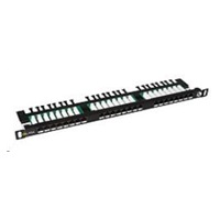 Solarix Patch panel 24xRJ45 CAT5E UTP s vyvazovací lištou černý 0,5U