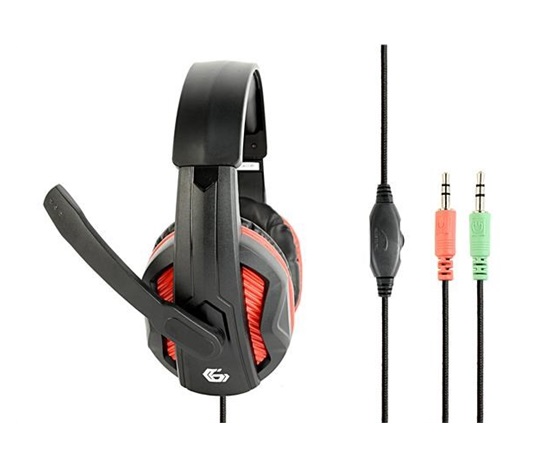 GEMBIRD sluchátka s mikrofonem GHS-03, gaming, černo-červená