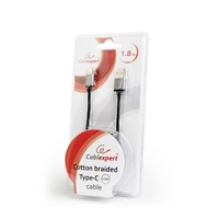 GEMBIRD Kabel USB na USB-C kabel (AM/CM), 1,8m, opletený, černý, blister
