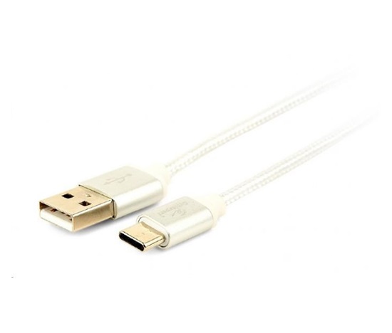 GEMBIRD Kabel USB na USB-C kabel (AM/CM), 1,8m, opletený, stříbrný, blister