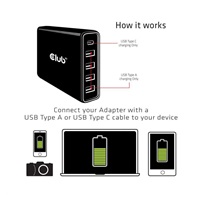 Club3D Nabíječka USB Typ A a C, 5 portů, 111 W