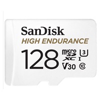 SanDisk MicroSDHC karta 128GB High Endurance (R:100/W:40 MB/s, Class 10, U3 V30) + adaptér