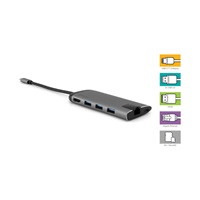 VERBATIM Dokovací stanice USB-C 7v1, 1xHDMI, 1xUSB-C, 3xUSB, 1xRJ45, čtečka SD karet, šedá