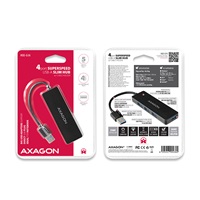 AXAGON HUE-G1A, 4x USB 3.2 Gen 1 SLIM hub, kabel Type-A 14cm napevno