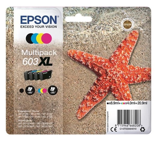 EPSON ink Multipack "Hvězdice" 4-colours 603XL Ink, ČB 500, BAR 350 stran
