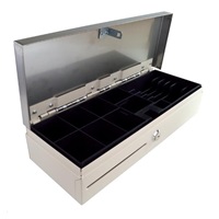 Virtuos pokladní zásuvka Flip-top FT-460C3 - s kabelem, se zamykacím krytem, NEREZ víko, bílá