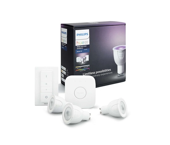 PHILIPS Hue Startovací KIT, White and Color Ambience( 3x žárovka 6,5W GU10  DIM + bridge + 1x ovladač se stmíváním )