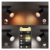 PHILIPS Fugato bodové svítidlo, Hue White and Color ambiance, 240V, 3x5.7W GU10, Černá