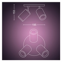 PHILIPS Fugato bodové svítidlo, Hue White and Color ambiance, 240V, 3x5.7W GU10, Černá