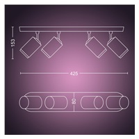 PHILIPS Fugato bodové svítidlo, Hue White and Color ambiance, 240V, 4x5.7W GU10, Černá