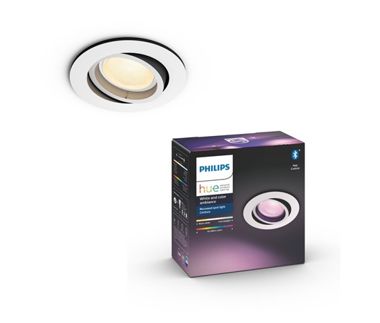 PHILIPS CENTURA Zapuštěné bodové svítidlo, Hue White and color ambiance, 240V, 1x5.7W GU10, round, Bílá (5045131P7)
