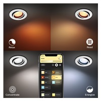 PHILIPS CENTURA Zapuštěné bodové svítidlo, Hue White and color ambiance, 240V, 1x5.7W GU10, round, Bílá (5045131P7)