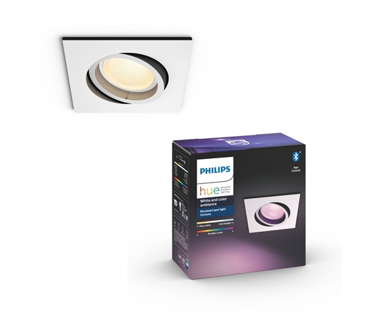 PHILIPS CENTURA Zapuštěné bodové svítidlo, Hue White and color ambiance, 240V, 1x5.7W GU10, square, Bílá (5055131P7)