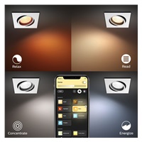 PHILIPS CENTURA Zapuštěné bodové svítidlo, Hue White and color ambiance, 240V, 1x5.7W GU10, square, Bílá (5055131P7)