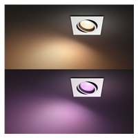 PHILIPS CENTURA Zapuštěné bodové svítidlo, Hue White and color ambiance, 240V, 1x5.7W GU10, square, Bílá (5055131P7)