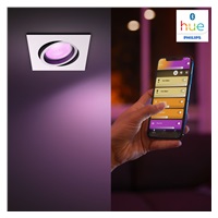 PHILIPS CENTURA Zapuštěné bodové svítidlo, Hue White and color ambiance, 240V, 1x5.7W GU10, square, Bílá (5055131P7)