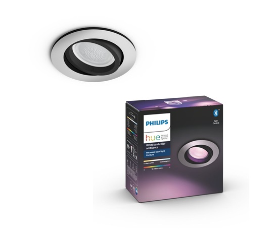 PHILIPS CENTURA Zapuštěné bodové svítidlo, Hue White and color ambiance, 240V, 1x5.7W GU10, round, Aluminium (5045148P7)