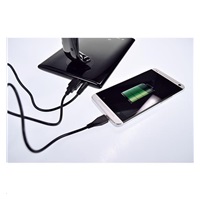 Solight LED stolní lampička stmívatelná, 12W, volba teploty světla, USB, černý lesk