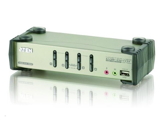 ATEN přepínač 4-port KVMP USB+PS/2, usb hub, audio, OSD, 1.2m kabely