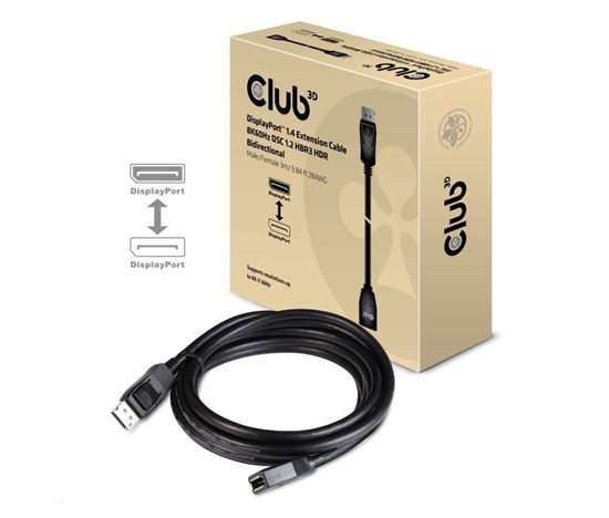 Club3D Kabel prodlužovací DisplayPort 1.4 8K 60Hz DSC 1.2 HBR3 HDR Bidirectional (M/F), 3m