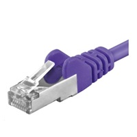 PREMIUMCORD Patch kabel CAT6a S-FTP, RJ45-RJ45, AWG 26/7 0,25m fialová