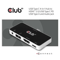 Club3D hub pro mobilní telefony USB Type C 4-in-1 Hub to HDMI™ 4K60Hz USB Type C PD / USB Type A / Audio jack