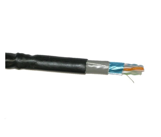 FTP kabel PlanetElite, Cat6, drát, dvojitý venkovní PE+PVC, Dca, černý, 500m, cívka