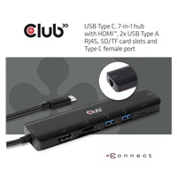 Club3D hub USB-C 3.2 Gen1 7in1 Hub HDMI 4K60Hz, 2x SD card, 2x USB-A, USB-C PD - nabíjení 100W, RJ45