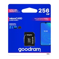 GOODRAM microSDXC karta 256GB M1AA (R:100/W:10 MB/s), UHS-I Class 10, U1 + Adapter