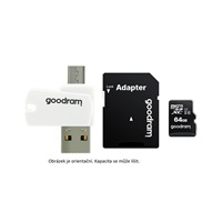 GOODRAM microSDHC karta 16GB M1A4 All-in-one (R:100/W:10 MB/s), UHS-I Class 10, U1 + Adapter + OTG card reader/čtečka
