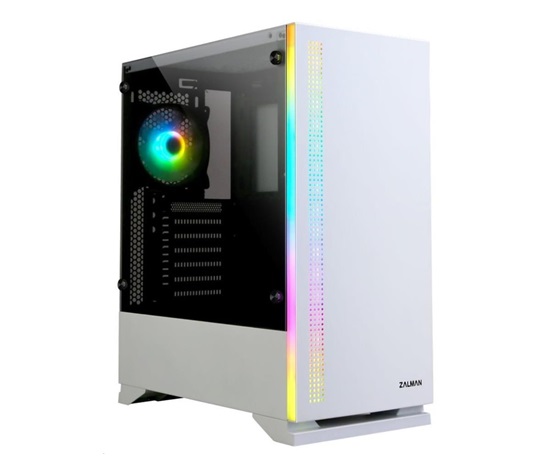 ZALMAN skříň S5 White,  ATX bez zdroje , RGB