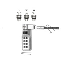 DICOTA Universal Security Cable Lock, 3 Exchangeable heads fits all slots, preset code
