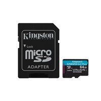 Kingston MicroSDXC karta 64GB microSDXC Canvas Go Plus 170R A2 U3 V30 Card + ADP