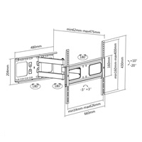CONNECT IT Nástěnný držák TV T3BK s dvojitým ramenem, naklápěcí (±10/20°/±90°, 37" - 70", max. 50kg), bílá