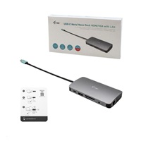 i-tec USB-C Metal Nano Dock HDMI/VGA with LAN + Power Delivery 100 W