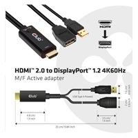 Club3D adaptér aktivní HDMI na DisplayPort 4K60Hz, M/F