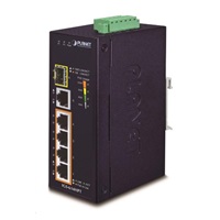 Planet IGS-614HPT, PoE switch, 5x 1000Base-T, 1x SFP, 4x PoE 802.3at, -40~+75°C, 12-56VDC, dual-power, DIN
