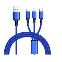 PremiumCord Kabel 3 in 1 USB, 3 konektory USB Type-C + micro USB + Lightning pro Apple, 1.2m