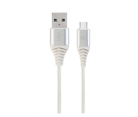 GEMBIRD Kabel USB 2.0 AM na Type-C kabel (AM/CM), 1m, opletený, bílo-strříbrný, blister, PREMIUM QUALITY