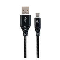 GEMBIRD Kabel USB 2.0 AM na Type-C kabel (AM/CM), 1m, opletený, černo-bílý, blister, PREMIUM QUALITY