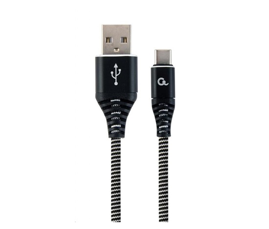 GEMBIRD Kabel USB 2.0 AM na Type-C kabel (AM/CM), 1m, opletený, černo-bílý, blister, PREMIUM QUALITY