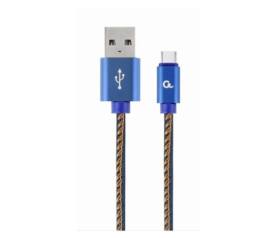 GEMBIRD Kabel USB 2.0 AM na Type-C kabel (AM/CM), 1m, opletený, jeans, blister, PREMIUM QUALITY