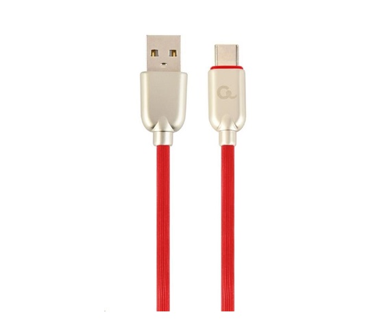 GEMBIRD Kabel USB 2.0 AM na Type-C kabel (AM/CM), 1m, pogumovaný, červený, blister, PREMIUM QUALITY