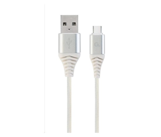 GEMBIRD Kabel USB 2.0 AM na Type-C kabel (AM/CM), 2m, opletený, bílo-strříbrný, blister, PREMIUM QUALITY