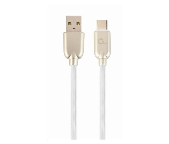 GEMBIRD Kabel USB-A na USB-C kabel (AM/CM), 2m, pogumovaný, bílý, blister